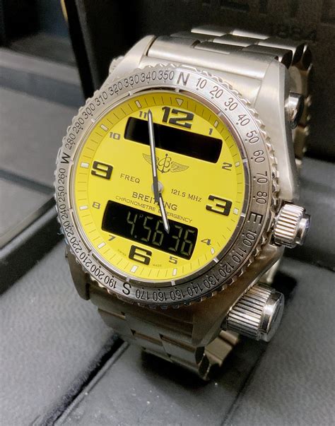 Breitling Emergency 43mm E76321 Yellow Dial SuperQuartz Men 